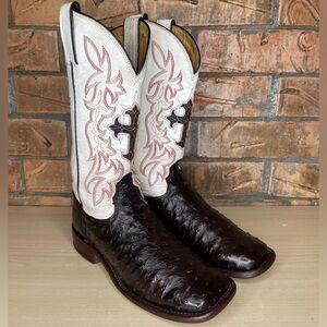 Tony Lama Ostrich Boots Leather 2-Tone Women Style E9991L  Size 7.5